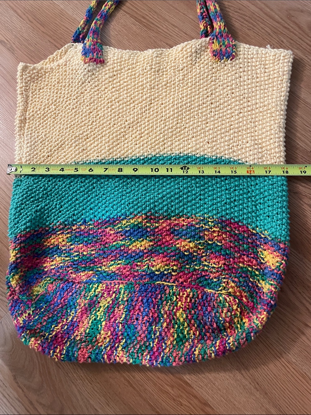 Handwoven Multicolor & Cream Tote boho style Bag - Picture 7 of 8